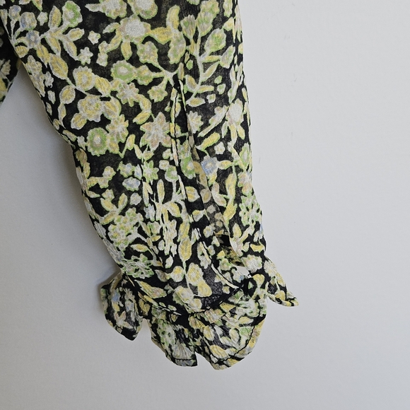 Free People Lela Floral Smocked Ruffle Blouse Floral XS - Picture 7 of 12
